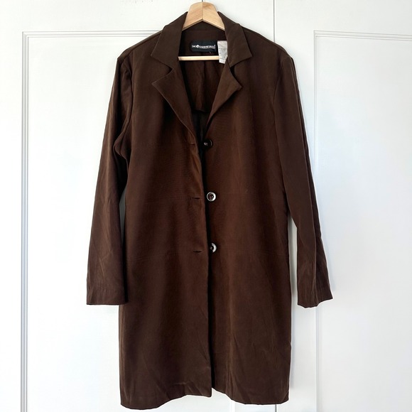 Vintage Sag Harbor Dress Brown Blazer Jacket‎ Coat Faux Suede Size 10 - Picture 8 of 8
